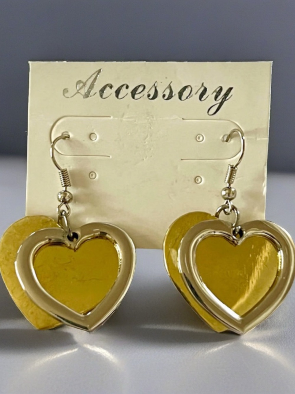 Vintage Gold Heart Dangle Earrings